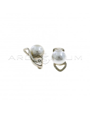 Orecchini perla da ø 8 mm con attacco a clip placcati oro bianco in argento 925