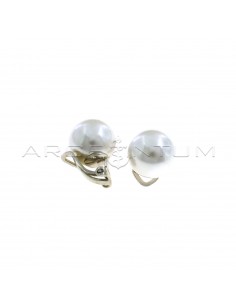Pearl earrings ø 12 mm with white gold plated clip attachment in 925 silver