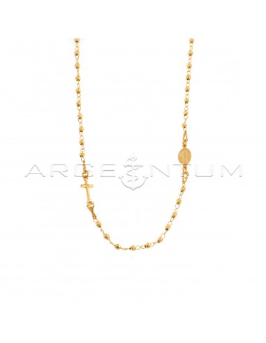 Rose gold plated round rosary necklace with 3 mm faceted sphere in 925 silver (50 cm)