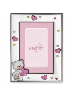 Atelier Portafoto con orsetto rosa linea Baby 13x18 cm