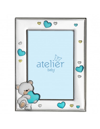 Atelier Portafoto con orsetto celeste linea Baby 13x18 cm