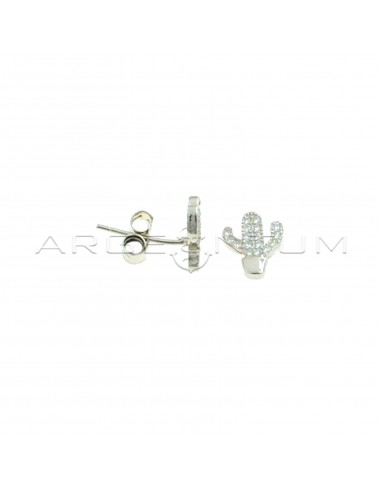 White gold-plated white gold-plated cactus lobe earrings in 925 silver