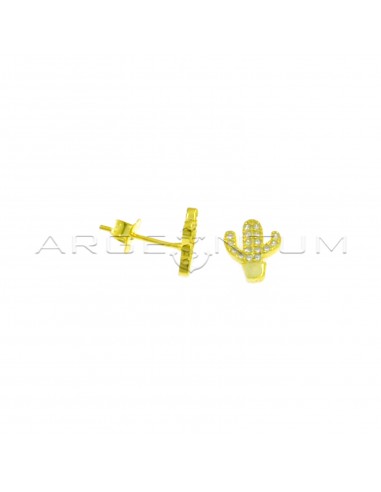 Yellow gold plated yellow gold plated cactus lobe earrings in 925 silver