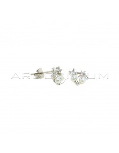 Lobe earrings with star attachment, 3 light points and white gold plated pearls in 925 silver