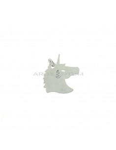 Unicorn pendant with perforated plate in white gold plated 925 silver