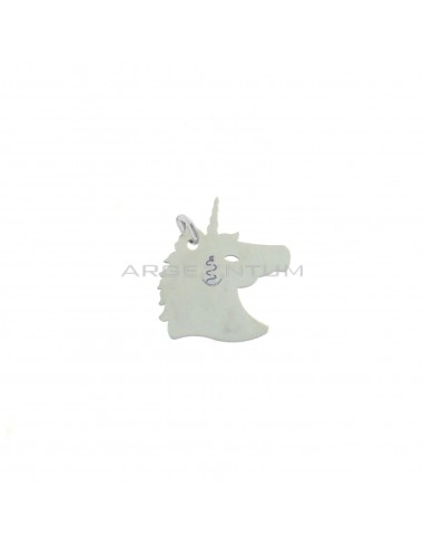 Unicorn pendant with perforated plate in white gold plated 925 silver