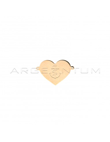 Tramezzo cuore a lastra 19x16,5 mm placcato oro rosa in argento 925