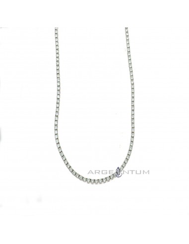 White gold plated tennis necklace of ø 3 mm in 925 silver