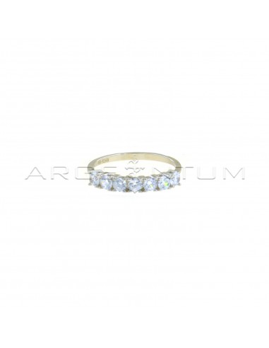 Ring with 7 3 mm white zircons plated white gold in 925 silver (Size 18)
