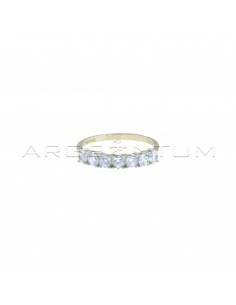 Ring with 7 3 mm white zircons plated white gold in 925 silver (Size 14)