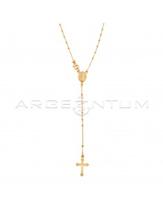 Rose gold plated Y rosary necklace with 2 mm faceted sphere in 925 silver (60 cm)