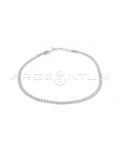 White gold plated 3 mm curb mesh anklet in 925 silver