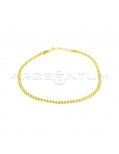 Yellow gold plated 3 mm curb link anklet in 925 silver