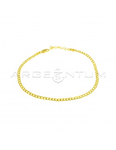 Yellow gold plated 3 mm curb link anklet in 925 silver