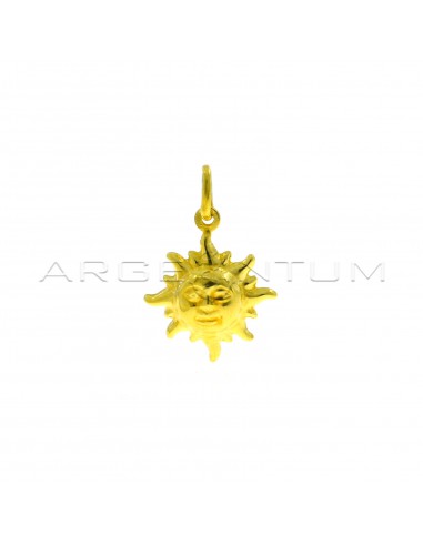 Sun pendant paired and engraved yellow gold plated in 925 silver