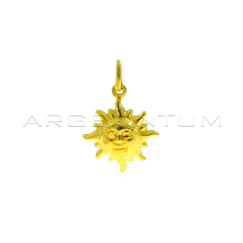 Sun pendant paired and engraved yellow gold plated in 925 silver