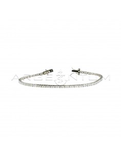 Tennis bracelet with white square cubic zirconia 1.5 mm white gold plated in 925 silver