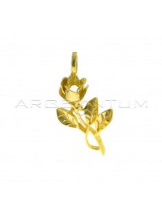 Pink gold plated pendant with engraved leaves in 925 silver