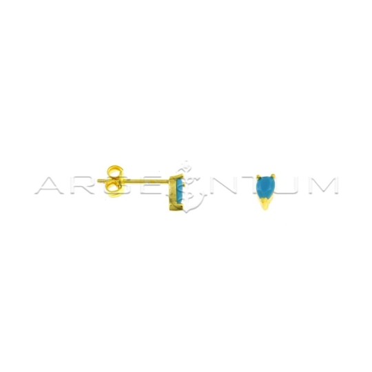 Drop earrings in turquoise paste, yellow gold plated in 925 silver