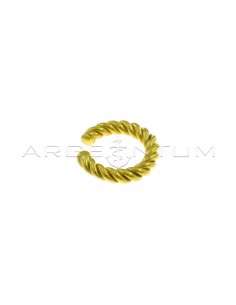 Yellow gold plated torchon circle ear cuff in 925 silver