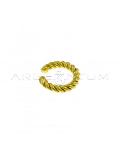 Yellow gold plated torchon circle ear cuff in 925 silver