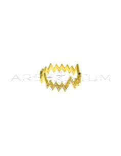 Anello da falange motivo elettrocardiogramma semizirconato bianco placcato oro giallo in argento 925 (Misura 5)