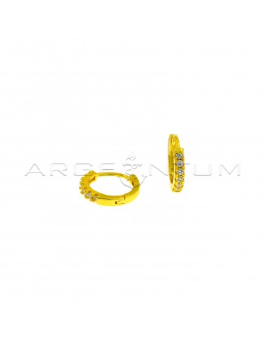 White half-zircon hoop earrings ø 13 mm with yellow gold-plated snap clasp in 925 silver