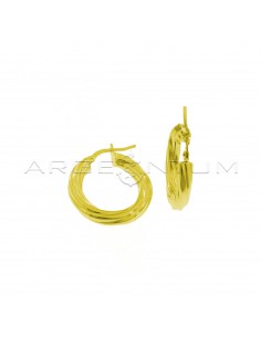 Torchon hoop earrings ø 23 mm with yellow gold plated bridge clasp in 925 silver