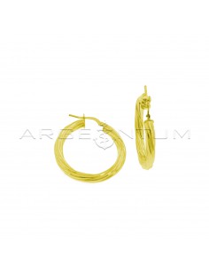 Torchon hoop earrings ø 32 mm with yellow gold plated bridge clasp in 925 silver