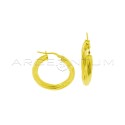 Orecchini a cerchio torchon ø 28 mm con chiusura a ponte placcati oro giallo in argento 925