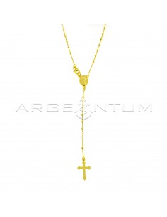 Yellow gold plated Y rosary necklace with 2 mm faceted sphere in 925 silver (60 cm)