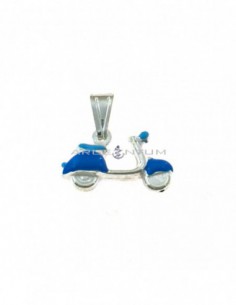 Vespa pendant coupled with blue enamel in white 925 silver