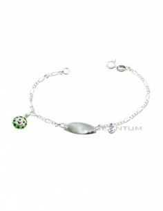 3 + 1 mesh bracelet with central oval plate and green enamel pendant sun coupled with 925 silver