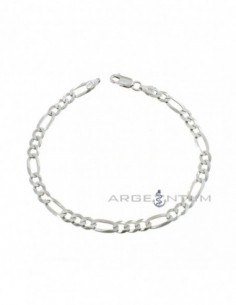White gold plated 3 + 1 4 mm chain link bracelet in 925 silver