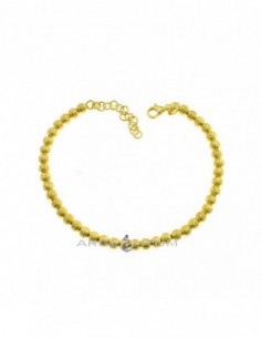 Yellow gold plated 4mm diamond ball bracelet in 925 silver