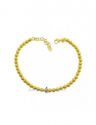 Yellow gold plated 4mm diamond ball bracelet in 925 silver