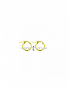 Tubular hoop earrings ø 14 mm with yellow gold plated snap closure in 925 silver