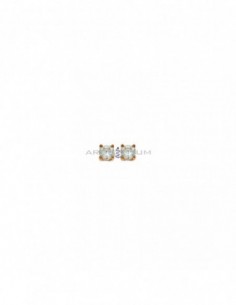 Light point earrings with 3 mm white zircon plated rose gold in 925 silver
