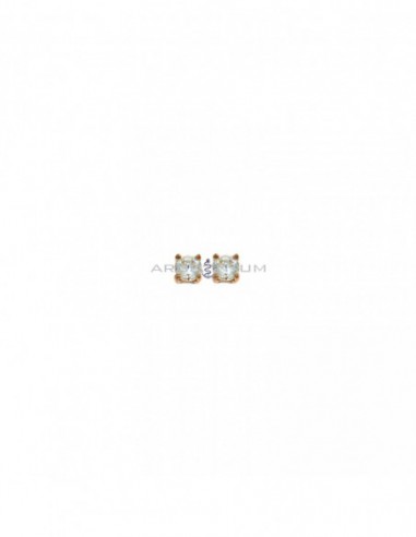 Light point earrings with 3 mm white zircon plated rose gold in 925 silver