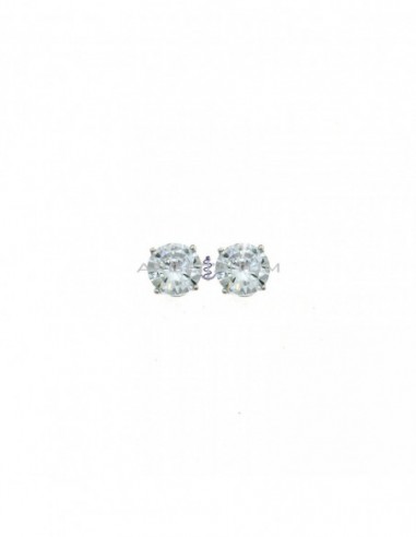 Point of light earrings with 8 mm white zircon plated white gold in 925 silver