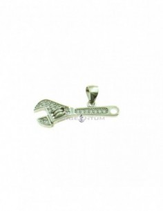 White gold-plated half-circle wrench pendant in 925 silver