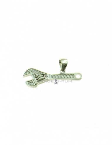 White gold-plated half-circle wrench pendant in 925 silver