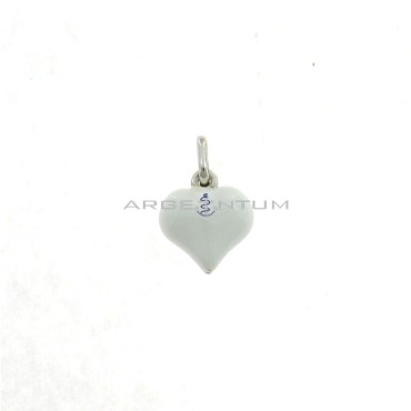 Ciondolo cuore accoppiato smaltato bianco placcato oro bianco in argento 925