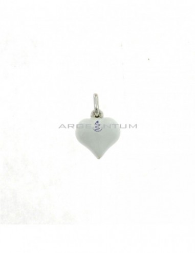 White enamel paired heart pendant white gold plated in 925 silver