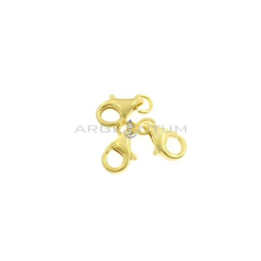 Chiusure moschettone da ø 11 mm placcati oro giallo in argento 925 (3 pz.)