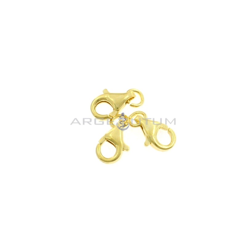 Chiusure moschettone da ø 11 mm placcati oro giallo in argento 925 (3 pz.)