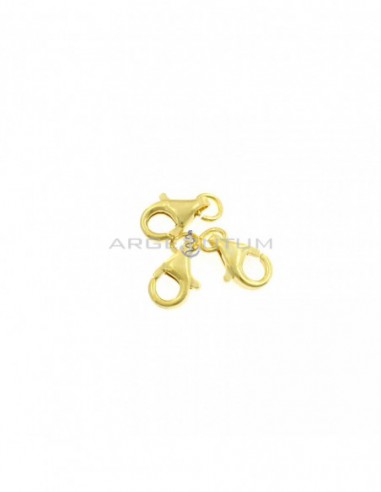 Yellow gold plated 925 silver carabiner clasps ø 11 mm (3 pcs.)
