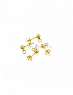 Attachments for earrings with ball ø 5 mm with open link yellow gold plated in 925 silver (4 pcs.)