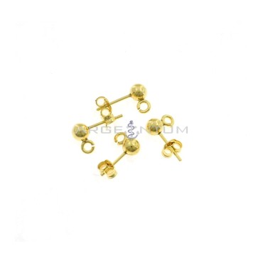 Attachments for earrings with ball ø 5 mm with open link yellow gold plated in 925 silver (4 pcs.)