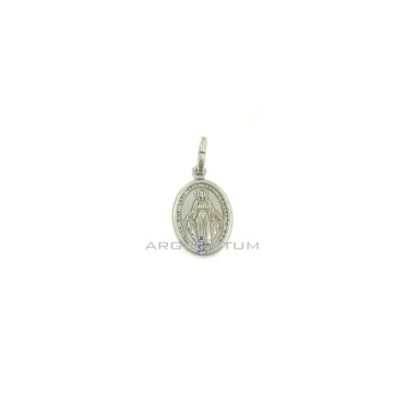 Miraculous medal pendant 18x11 mm white gold plated in 925 silver